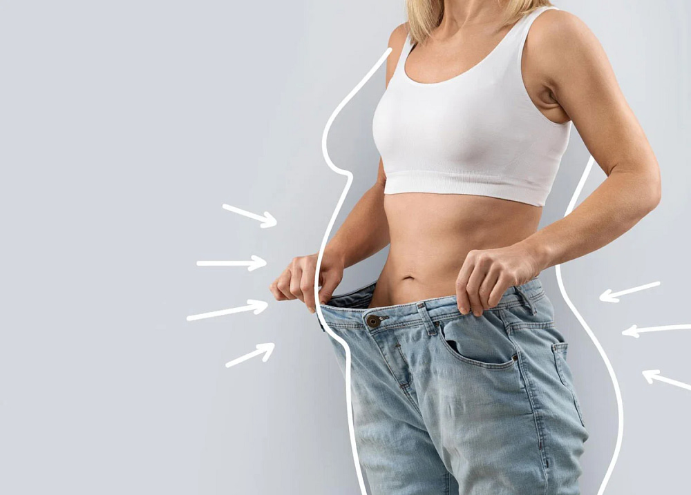 Bra, boobs and tape with woman measuring for weight loss, health